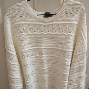Design 365 Women's Size 2X Pointell Crew Neck  Sweater NWT